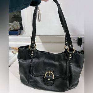 Black leather Coach bag with gold hardware
